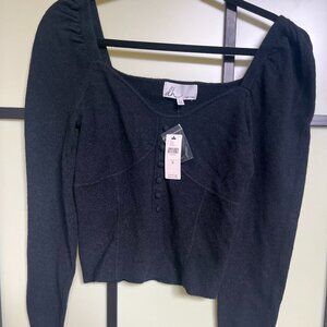 Anthropologie NWT Black Knit Corset LS Sweater SZ M